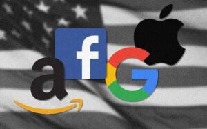 Logos representing major American technology companies affected by digital services tax proposals.