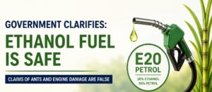 Government debunks viral E20 fuel myths. Know the facts about engine damage, mileage, water usage, insurance, and E20 petrol safety in India.