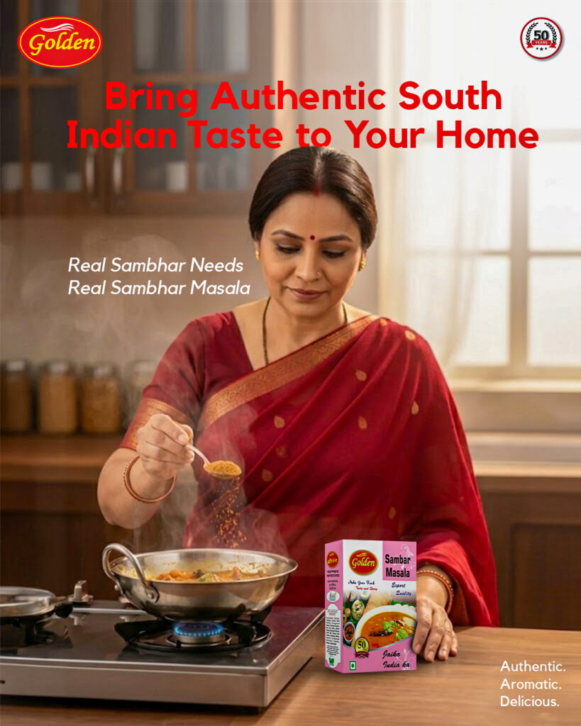 Bring the true flavours of South India into your kitchen with Golden Sambhar Masala, crafted for