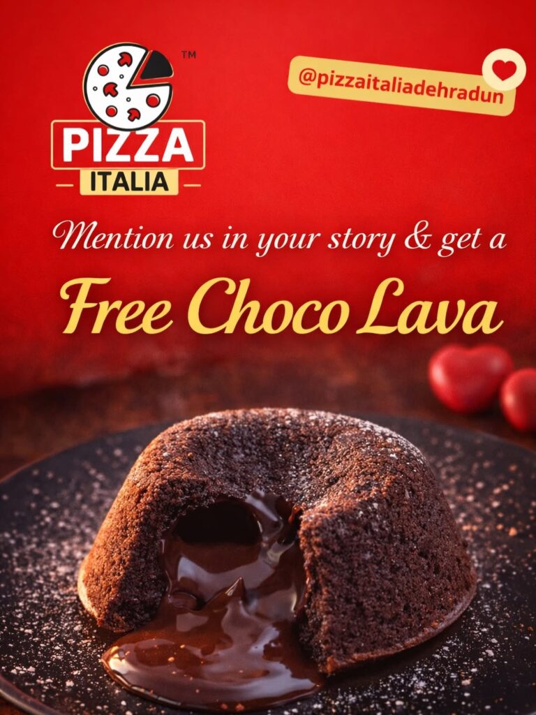 Get rewarded for your love for pizza!Mention @pizzaitaliadehradun in your story & get a FREE Cho
