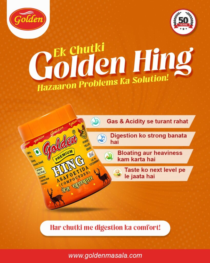 Golden Hing har rasoi ka secret ingredient hai jo sirf swaad nahi balki sehat bhi deta hai. Gas