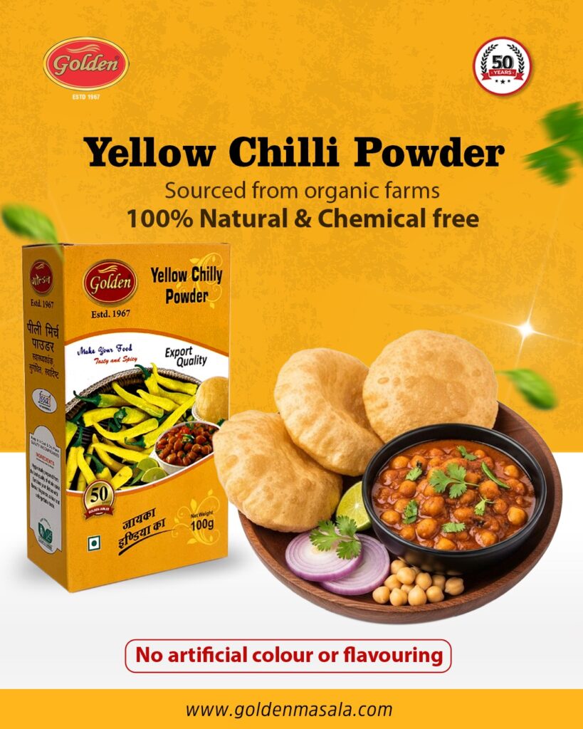 Turn every meal into a flavor fiesta with Golden Yellow Chilli Powder!....#GoldenMasala #GoldenC